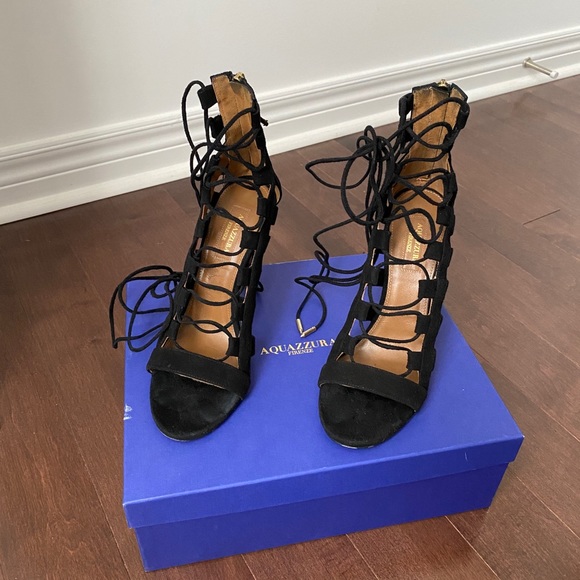 Aquazurra Black Suede “Amazon 105” Heels - Picture 3 of 12